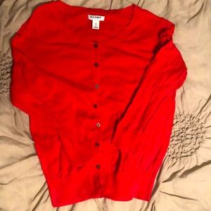 Red cardigan